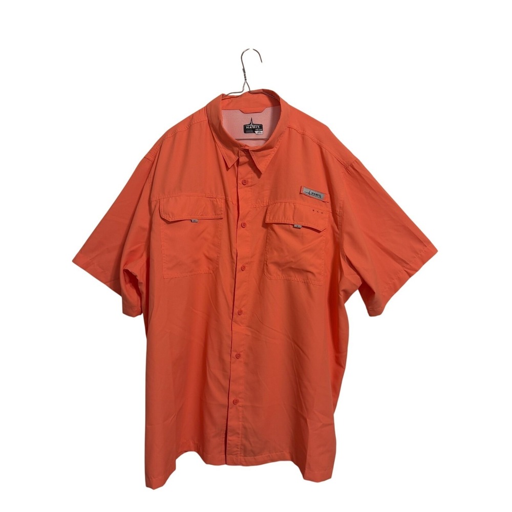 Habit Fishing Shirt Mens 2XL Orange Short Sleeve UPF 40+ Button Up TS10479